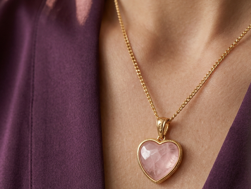 Rose Quartz Heartline Necklace – Pure Love & Harmony of Heart - Image 3