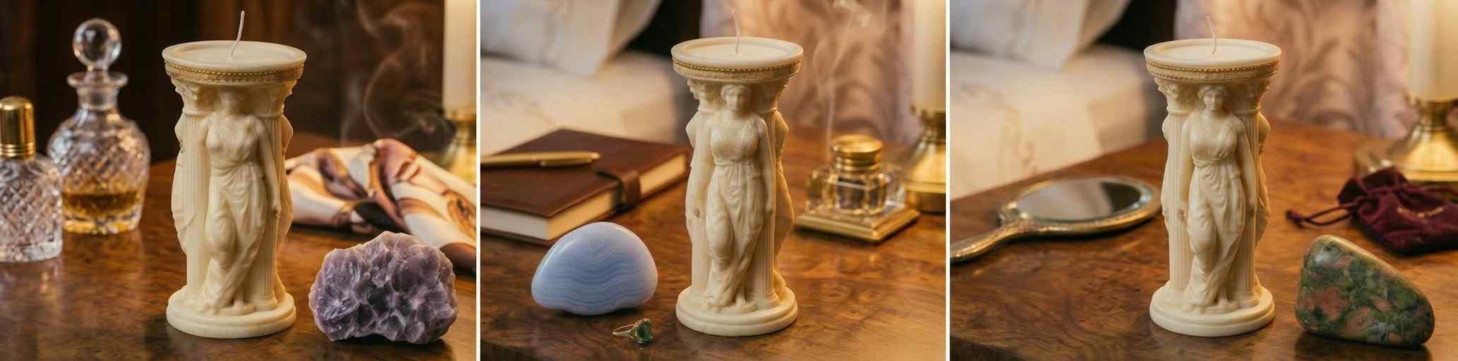 The Triple Goddess Column – The Three Phases of The Female Sculpture Candle - Image 2